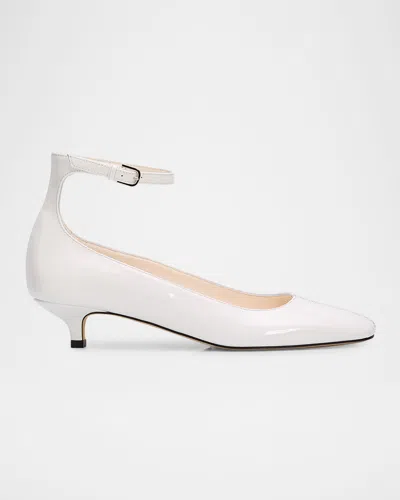 Totême Patent Leather Anklet Pumps In White