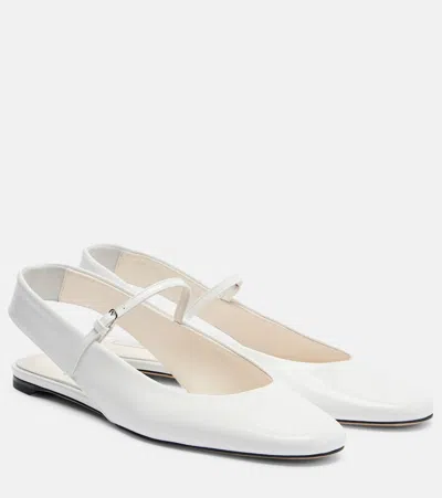 Totême Patent Leather Mary Jane Flats In White