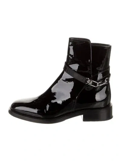 Pre-owned Totême Patent Leather Moto Boots In Black