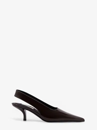 Totême Patent Leather Slingback Pumps In Brown