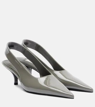 Totême Patent Leather Slingback Pumps In Gray