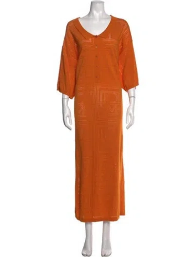 Pre-owned Totême Patterned Long Dress W/ Tags In Orange