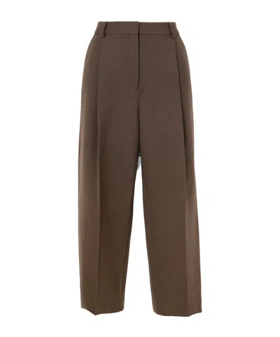 Totême Pauli Pleated Tapered Casual Pants In Brown