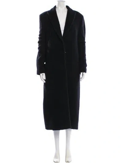 Pre-owned Totême Peak Lapel Faux Fur Coat In Black