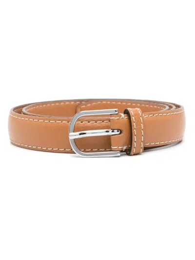 Totême Pebbled Leather Belt In Logo Engraved On The Buckle