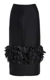 Totême Petal-detailed Wool-silk Midi Skirt In Black