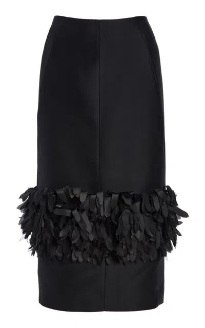 Totême Petal-detailed Wool-silk Midi Skirt In Black