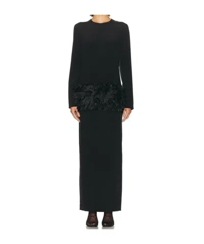 Totême Petal Silk-trimmed Maxi Dress In Black