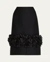 Totême Womens Black Petal High-waist Wool And Silk Midi Skirt In Black