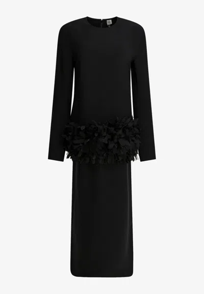Totême Petal Wool And Silk Maxi Dress In Black