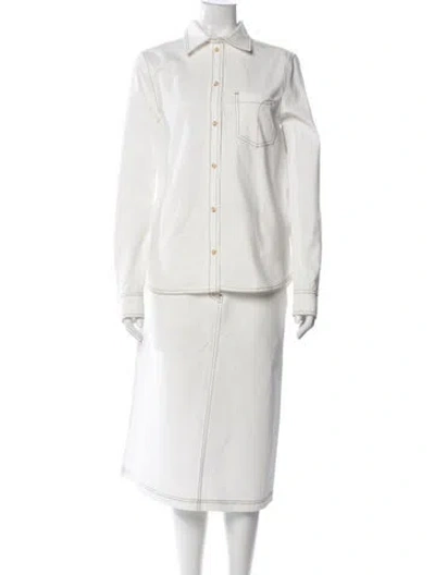 Pre-owned Totême Petite Tumbled Cotton Shirt And Midi Skirt Set Skirt Set In White
