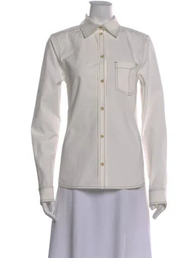 Pre-owned Totême Petite Tumbled Cotton Shirt Long Sleeve Button-up Top In White