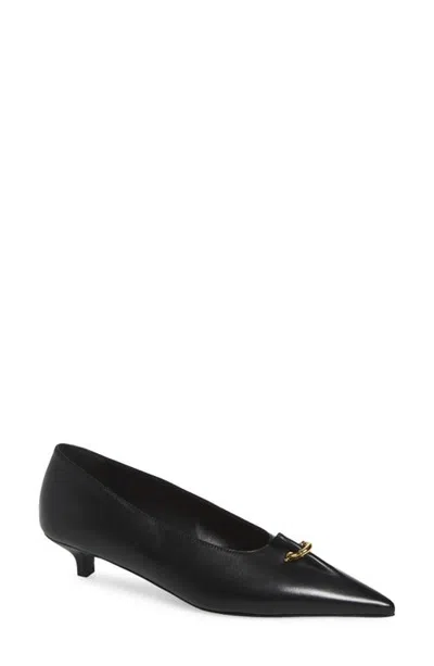 Totême Toteme Pierced Pointed Toe Leather Pump In Black