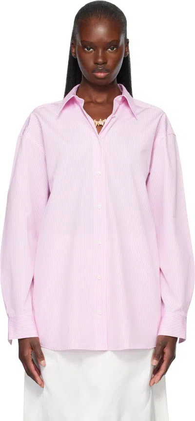 Totême Toteme Classic Tumbled Stripe Organic Cotton Button-up Shirt In Pink