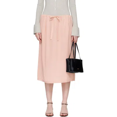 Totême Pink Fluid Silk Midi Skirt