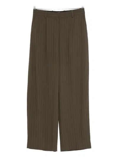 Totême Pinstripe Wide Trousers In Brown