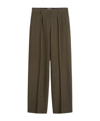 Totême Pinstripe Wide Trousers In Brown