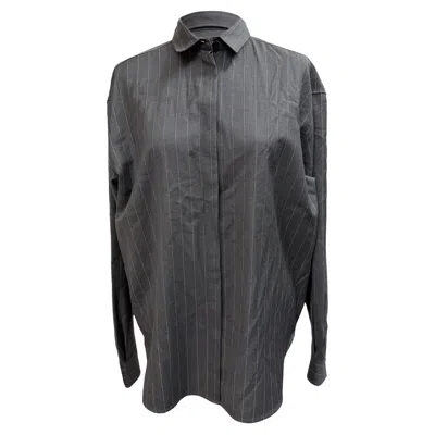 Totême Pinstriped Button-down Shirt In Grey Wool In Gray