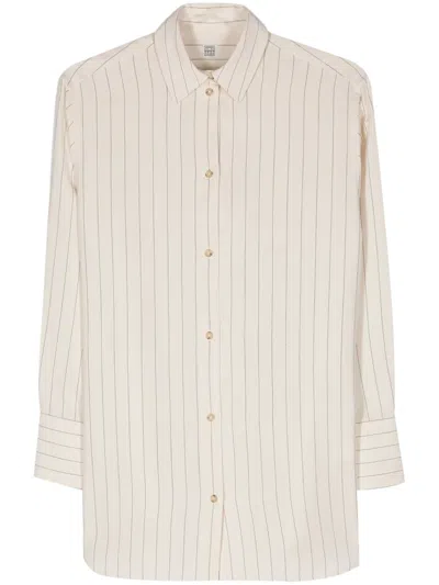 Totême Toteme Striped Cotton Shirt In Beige