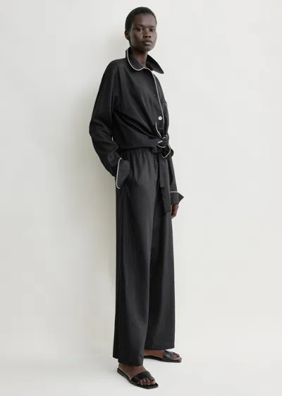 Totême Piped Silk Trousers Black