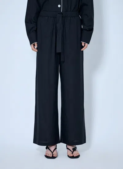 Totême Piped Silk Trousers In Black