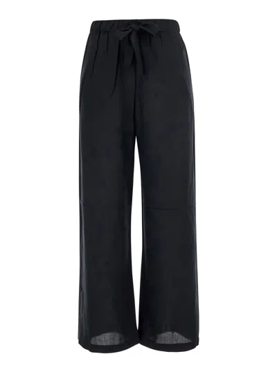 Totême Toteme Piped Silk Trousers In Black