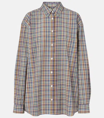 Totême Plaid Cotton Poplin Shirt In Brown