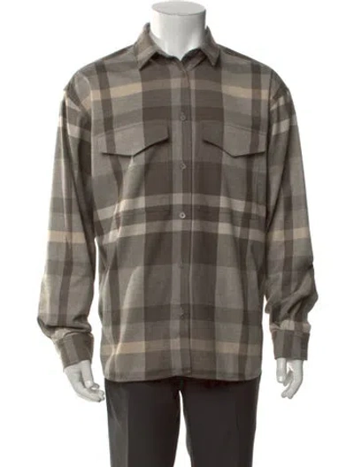 Pre-owned Totême Plaid Print Long Sleeve Shirt In Grey