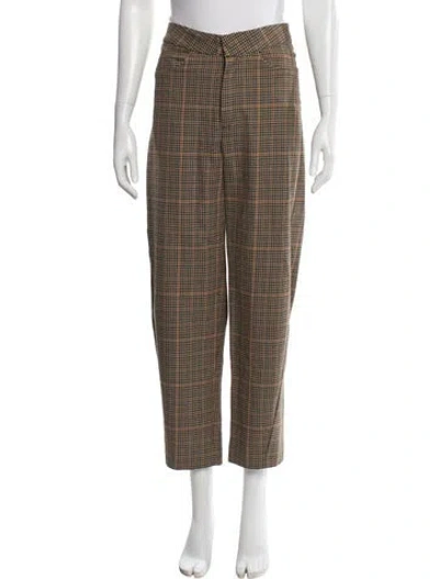 Pre-owned Totême Plaid Print Straight Leg Pants In Neutral