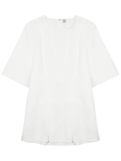 Totême Toteme Pleated Cotton Blouse In White