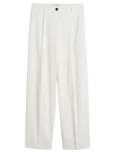 Totême Toteme Singlepleat Organic Cotton Trousers In White
