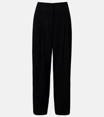 Totême Pleated Cotton Wide-leg Pants In Black