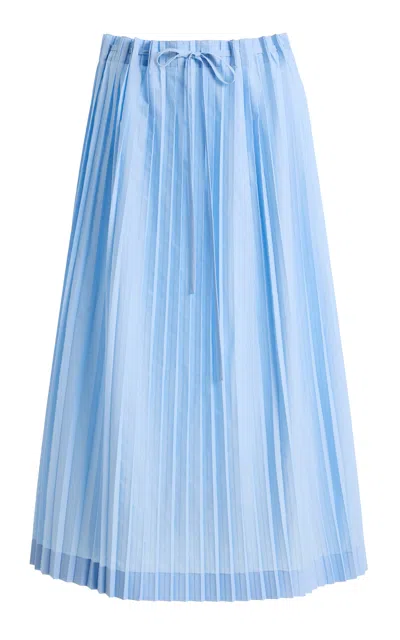 Totême Toteme Pleated Cotton-blend Midi Skirt In Multi