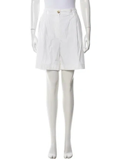 Pre-owned Totême Pleated Cotton-poplin Shorts Knee-length Shorts In White