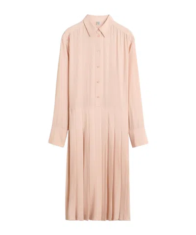Totême Pleated Midi Dress In Brown
