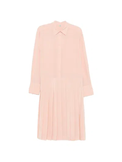 Totême Pleated Midi Dress In Pink