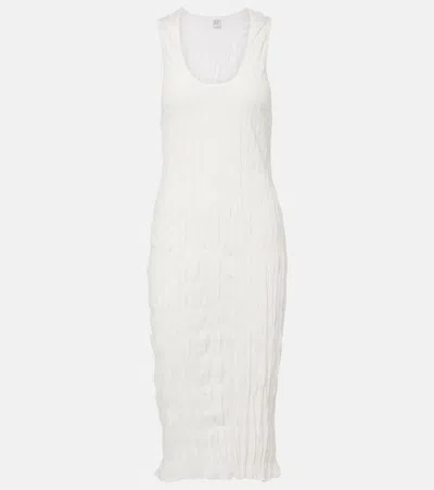 Totême Pleated Midi Dress In White