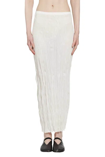 Totême Pleated Midi Skirt In White