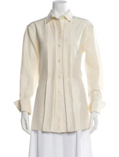 Pre-owned Totême Pleated Silk Shirt Silk Button-up Top In Neutral