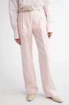 Totême Toteme Pleated Straight Leg Trousers In Pink
