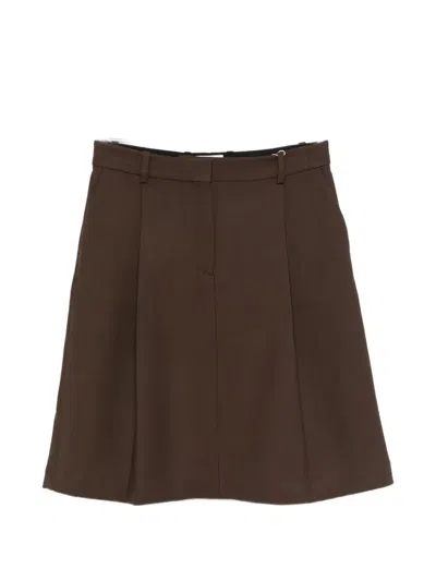 Totême Pleated Tailored Mini Skirt In Brown