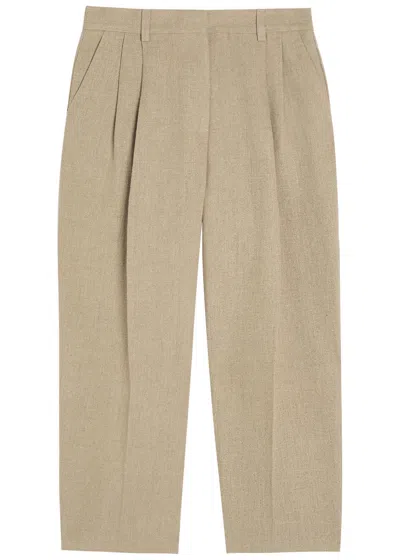 Totême Toteme Pleated Tapered-leg Linen Trousers In Neutral