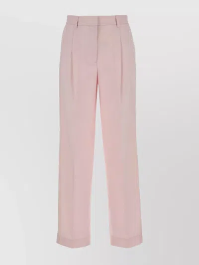 Totême Pleated Trousers Cuffed Hem In Pink
