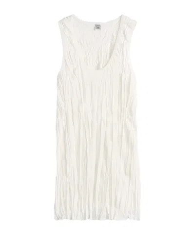 Totême Crinkled Knit Tank Dress In White