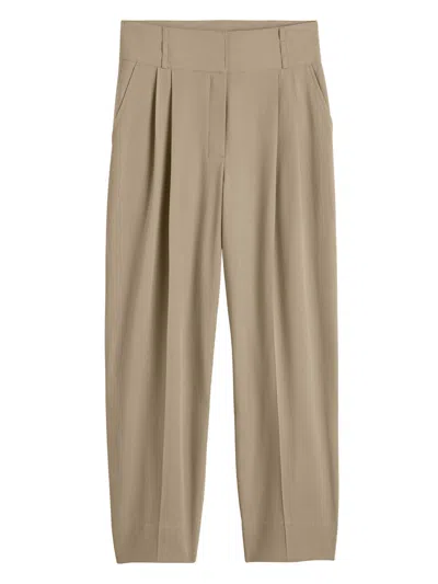 Totême Toteme Pleated Viscose-wool Trousers With Wide Waistband In Beige