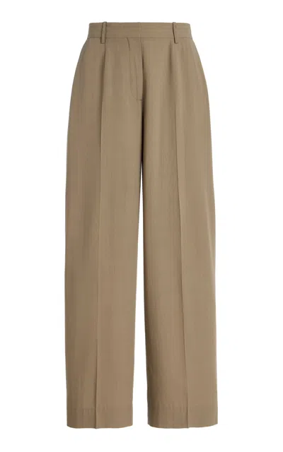 Totême Pleated Wide-leg Trousers In Brown