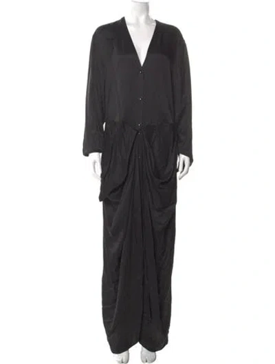 Pre-owned Totême Plunge Neckline Long Dress In Black