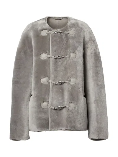 Totême Toteme Plush Clasp Jacket Grey In Gray