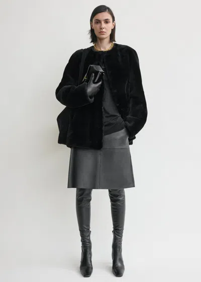 Totême Plush Shearling Jacket Black