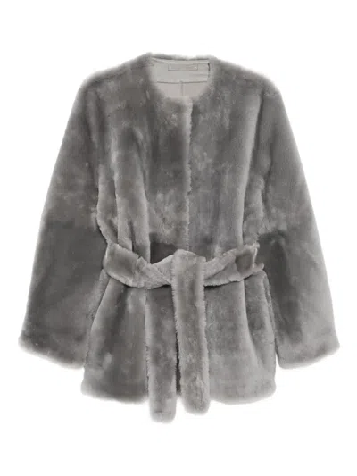 Totême Plush Shearling Jacket In Gray